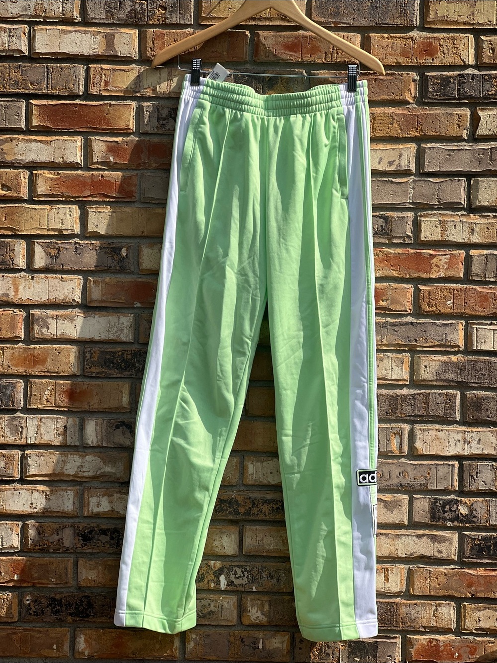 adidas Mint Green Track Pants with White Side Stripes